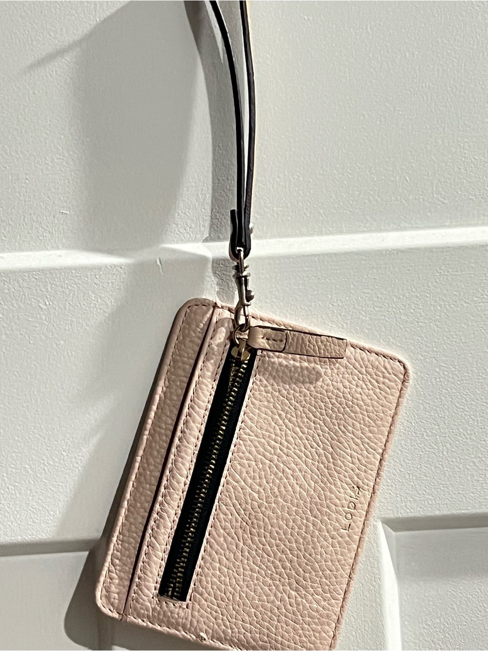 Lodis Pale Pink Pebbled Leather Wristlet Card Holder